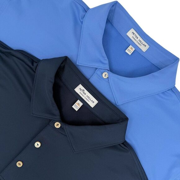 Peter Millar Men's Solid Performance Jersey Golf Polo Bundle Navy/Maritime XL - Picture 1 of 15